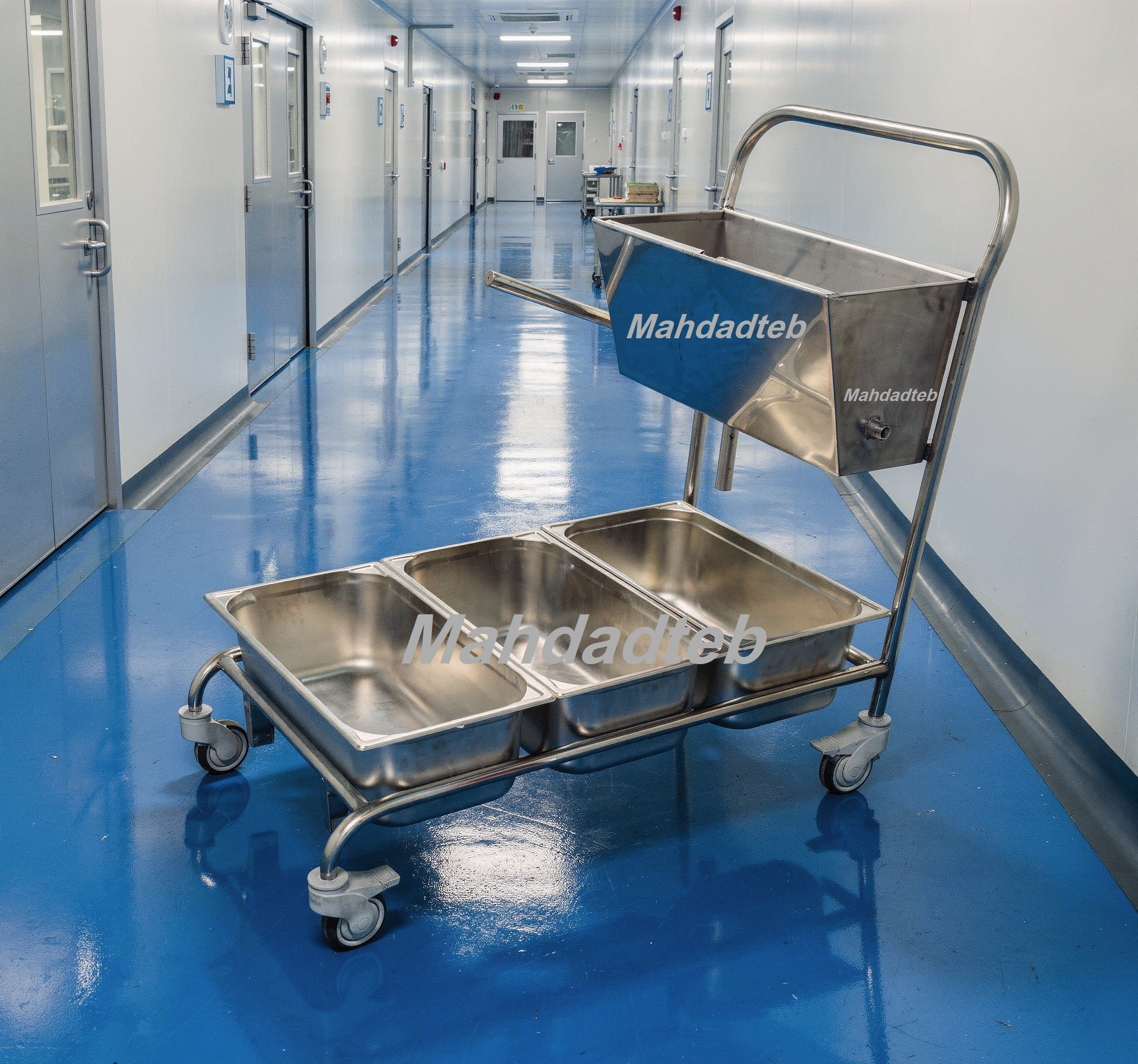ترالی نظافت کلین روم استیل