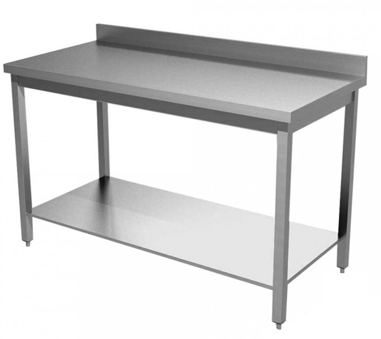 میز استیل دو طبقه پشتی دار کنار - کد MHT27