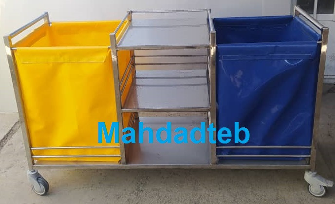 ترولی همپر دو خانه استیل (حمل البسه تمیز و کثیف) - کد -MHT38 -2