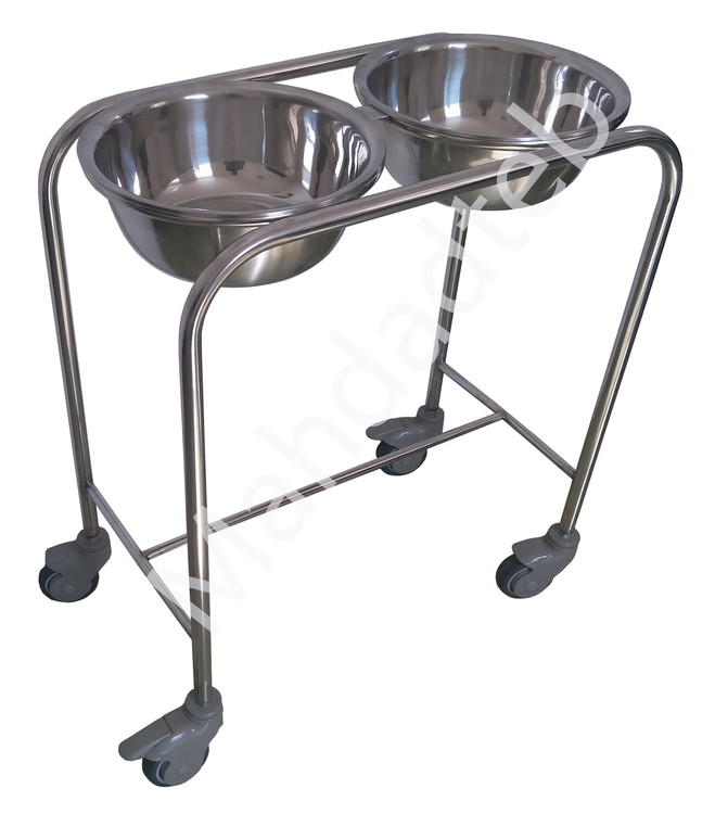 ترالی لگن استیل دو خانه ، ترولی برس اسکراب - کد -MHT42-2