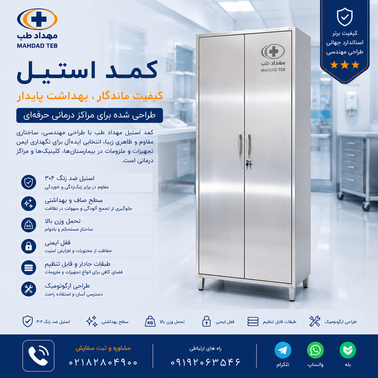 کمد استیل پک استریل - کد MHT32-2